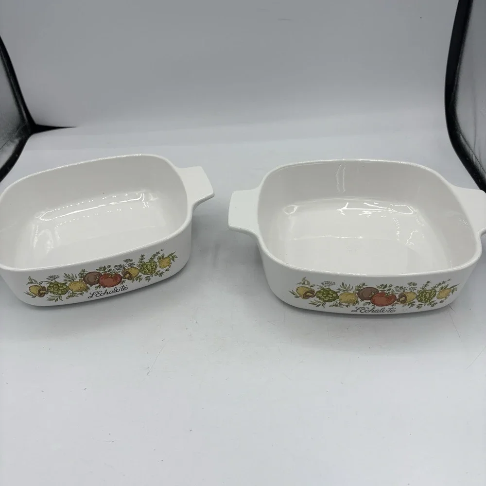 Vintage Corning Ware A-1-B Casserole Dish 1 Quart Spice Of Life L'Echalote Lot 2